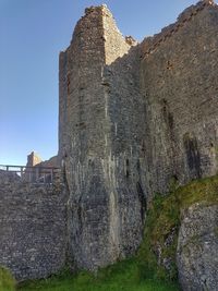 Low angle view of fort against clear sky