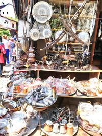 Various displayed for sale at market stall