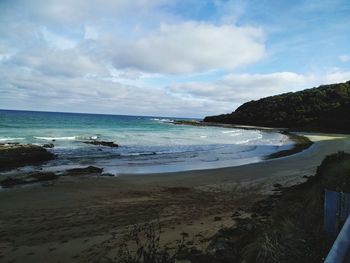 Scenic view of beach against sky