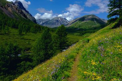 Scenic view of mountains against sky