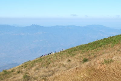 Scenic view of mountains against clear sky