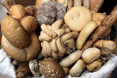 Close-up of breads in container