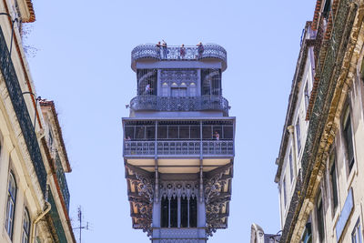 Low angle view of buildings against clear sky