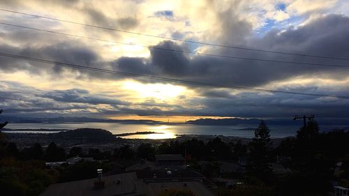 Scenic view of cloudy sky at sunset