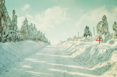 Panoramic view of snowcapped mountains against sky