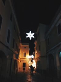 Illuminated building at night