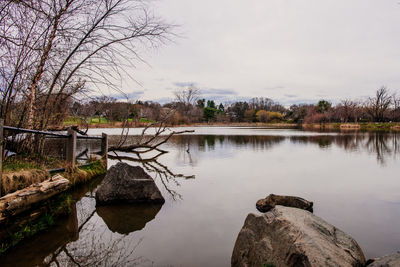 Scenic view of lake against sky