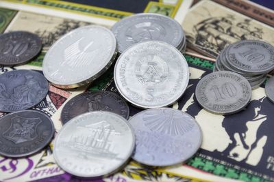 Close-up of coins