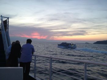 Scenic view of sea at sunset