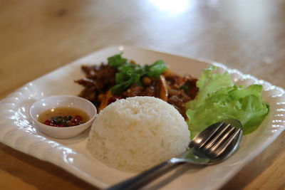 Close-up of meal served in plate