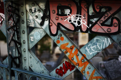 Full frame shot of graffiti on metal