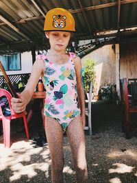 Portrait of girl standing outdoors
