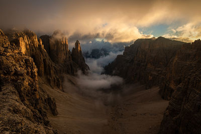 Panoramic view of landscape against sky during sunset