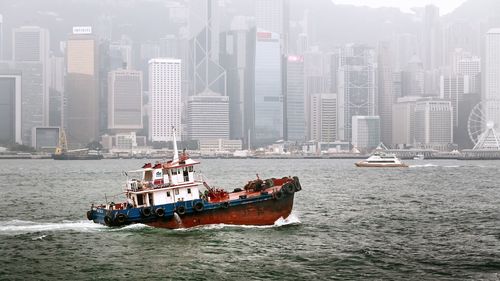 Boat sailing in sea