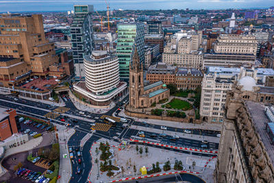 Aerial view of the liverpool skyline in united kingdom