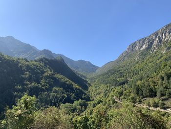 Scenic view of mountains against clear sky