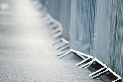 High angle view of road by fence