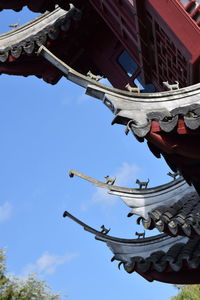 Low angle view of traditional building against blue sky
