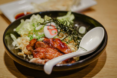 High angle view of meal served in plate