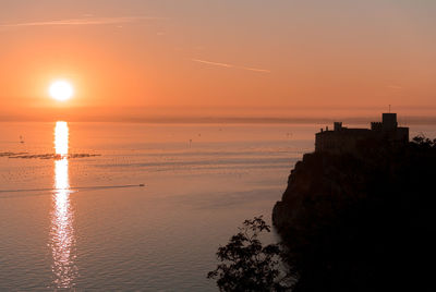 Scenic view of sea against sky at sunset