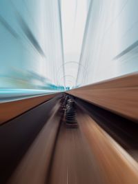 Blurred motion of train moving in tunnel