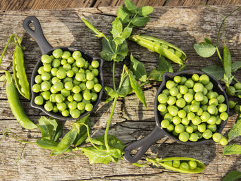 High angle view of fruits on table