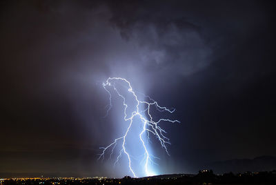 Low angle view of lightning in sky