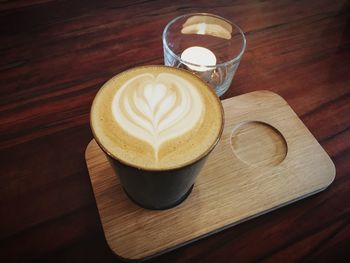 High angle view of coffee on table