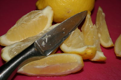 Close-up of fruits in plate