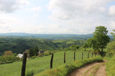 Scenic view of landscape against cloudy sky