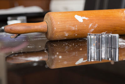 Close-up of ice cream on table