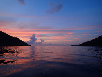 Scenic view of sea at sunset