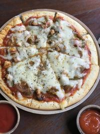 Close-up of pizza on table