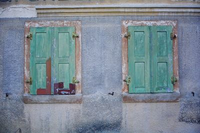 Blue closed door of old building