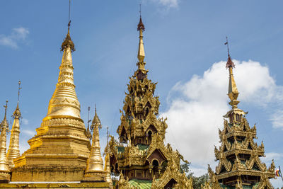 Low angle view of temple building against sky