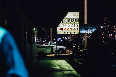 View of illuminated train at night