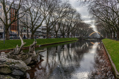 Scenic view of lake in city