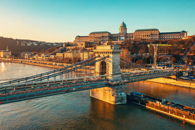 Bridge over danube river in budapest