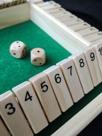 Close-up of dice game