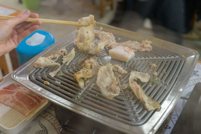 High angle view of food on table