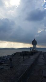 Scenic view of sea against cloudy sky