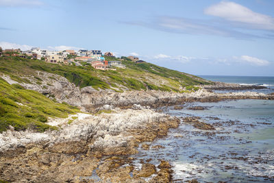Landscaping view of hermanus town oceanic side - famous place for shark  and whales watching, sa