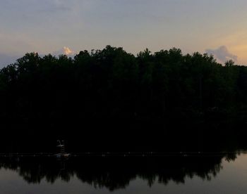 Scenic view of lake at sunset