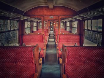 Empty seats in vintage train