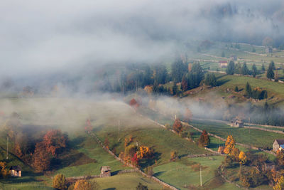 Panoramic view of landscape against sky during autumn