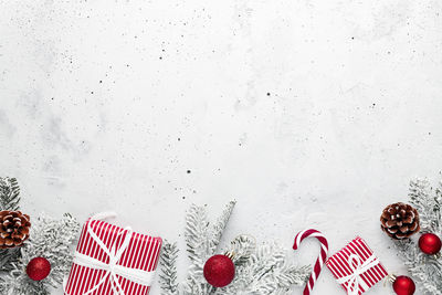 High angle view of christmas decoration on wall