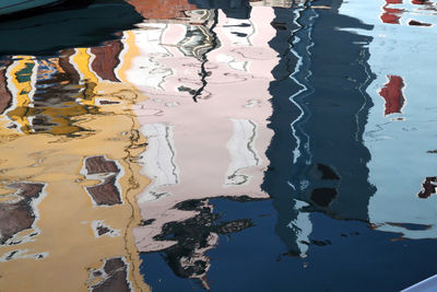 High angle view of reflection in sea