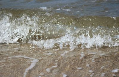 Waves splashing on shore