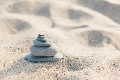 Close-up of stones on beach