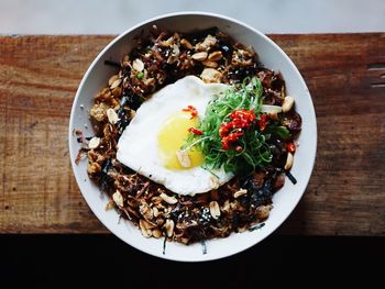 High angle view of food in plate